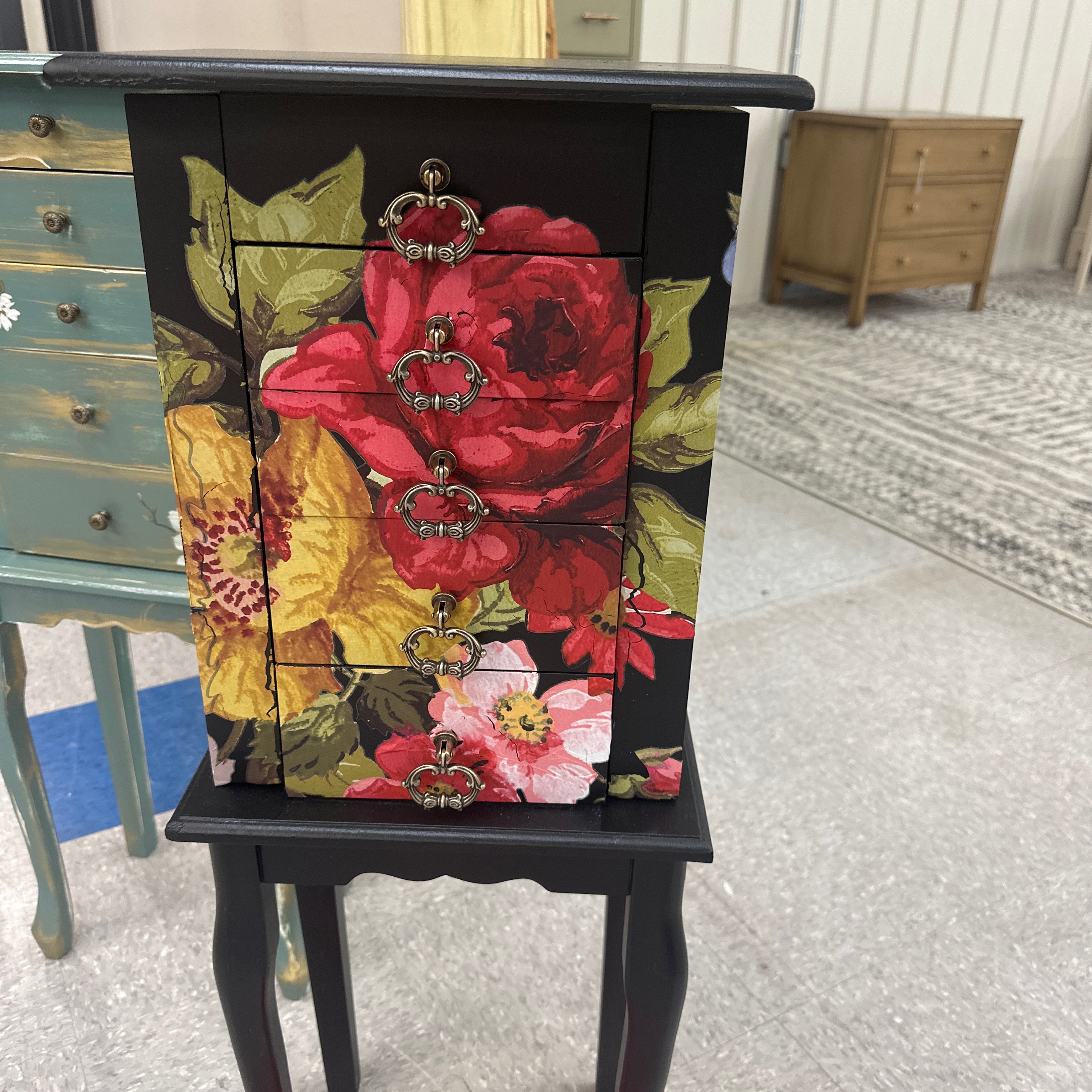 Black Jewelry Armoire w/ Roses