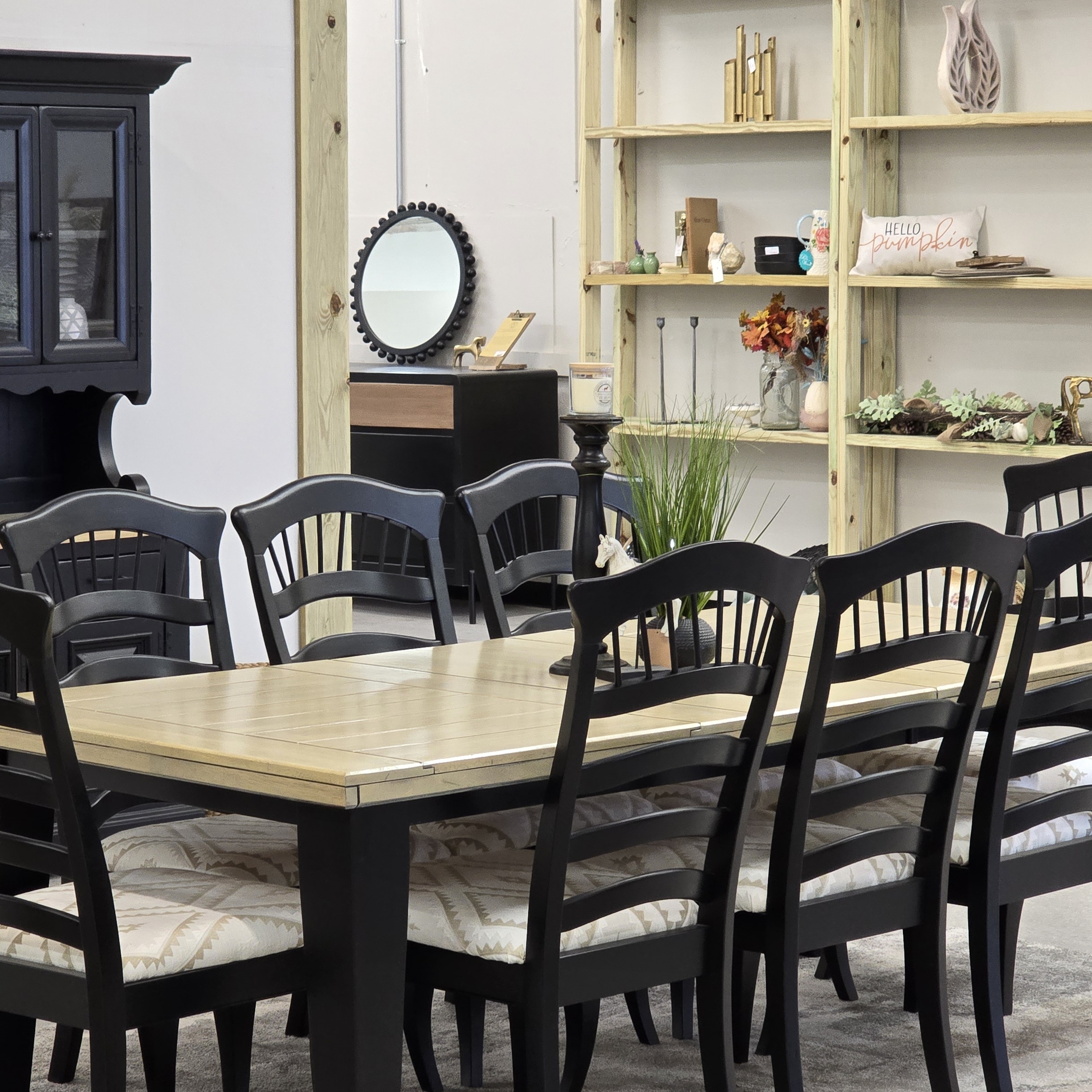 Natural Top Dining Table w/eightChairs - Image 1