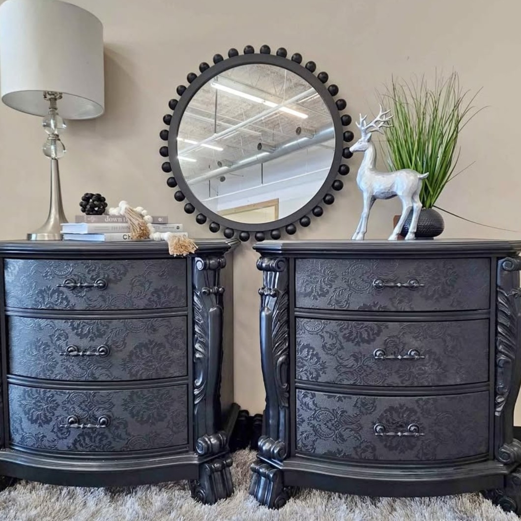 Jet Black Nightstand Pair - Image 1