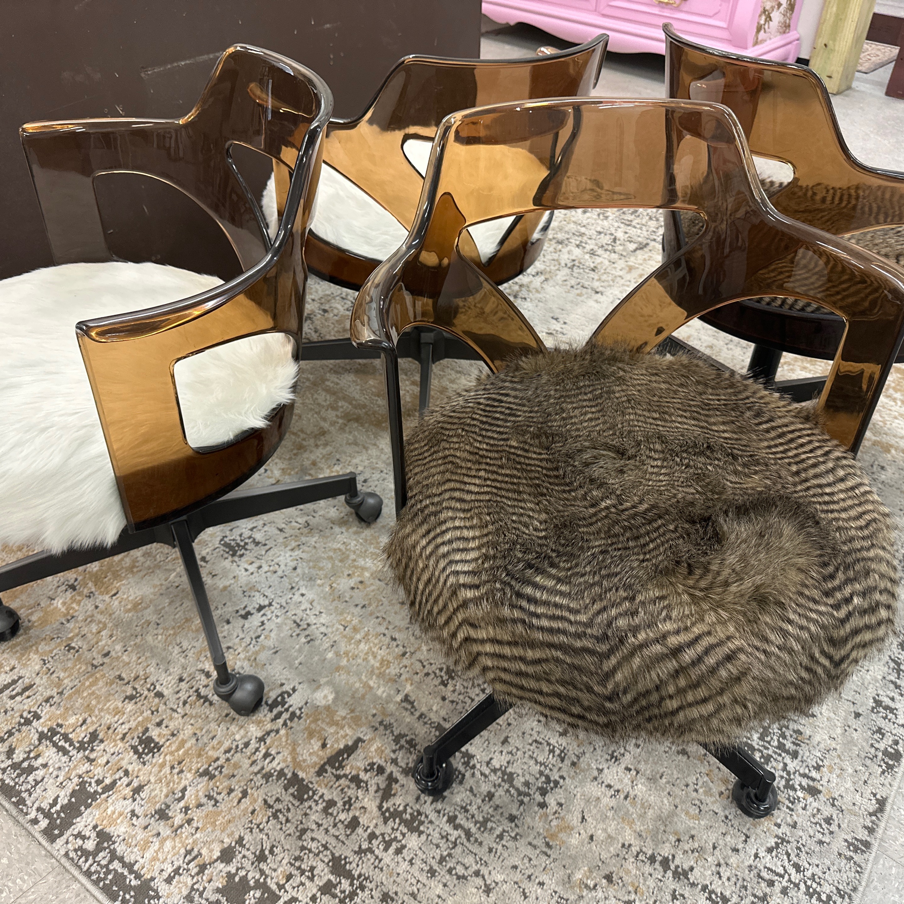 Smoked Plexiglass Swivel Chairs