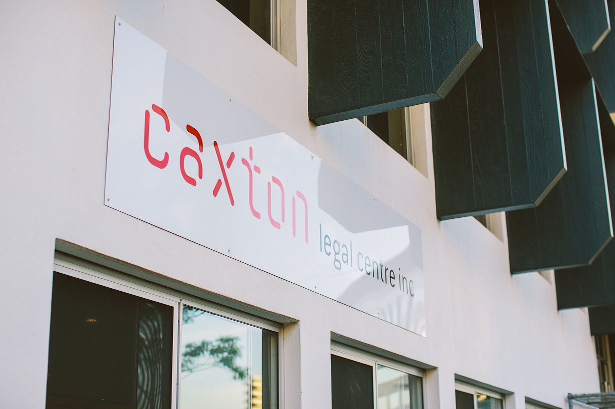 The Caxton Legal Centre building with the sign