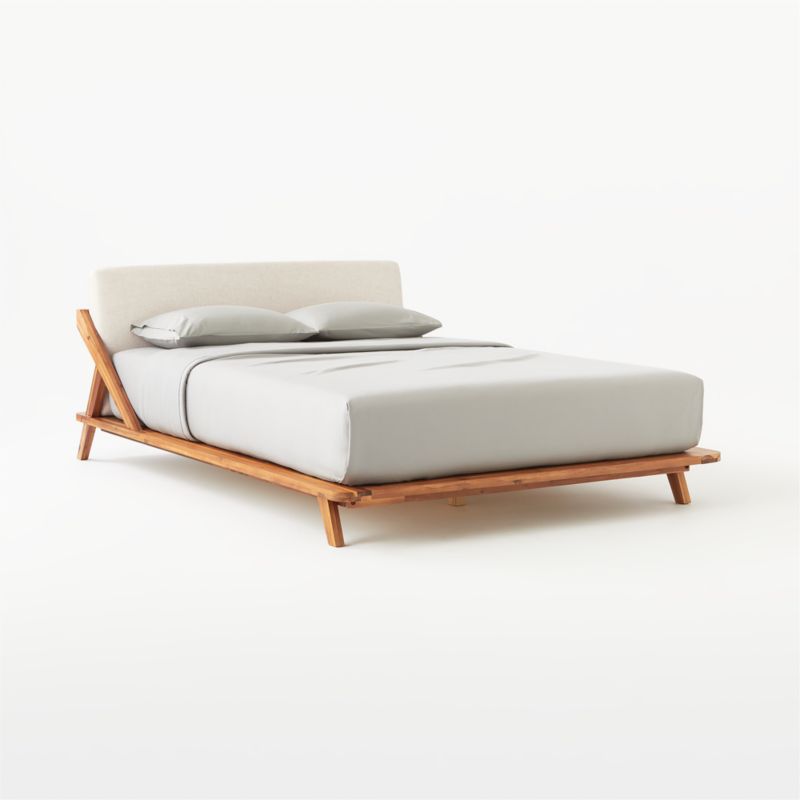 Drommen acacia wood platform queen bed + reviews