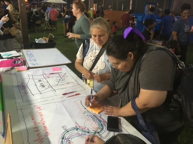 Residents mapping their neighborhood's strengths together
