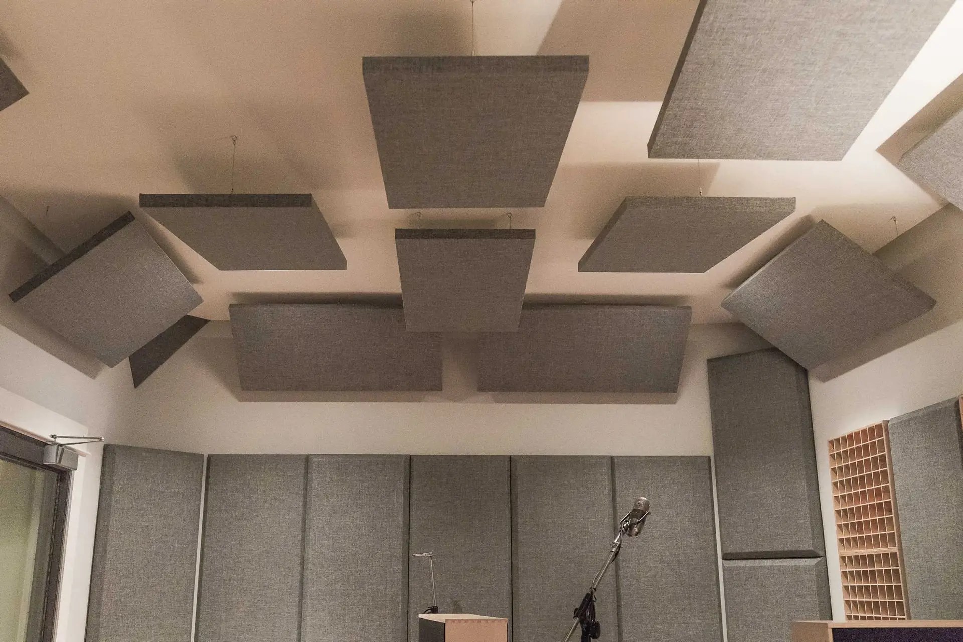 Commercial ceiling contractor Denver sound panels installed in sound room