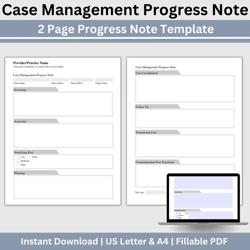 Case Manager Progress Notes Social Worker Template Documentation Forms - Light Photo Collection - HD Quality