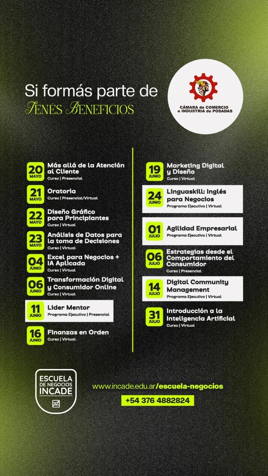 INCADE con descuentos exclusivos en cursos y programas ejecutivos