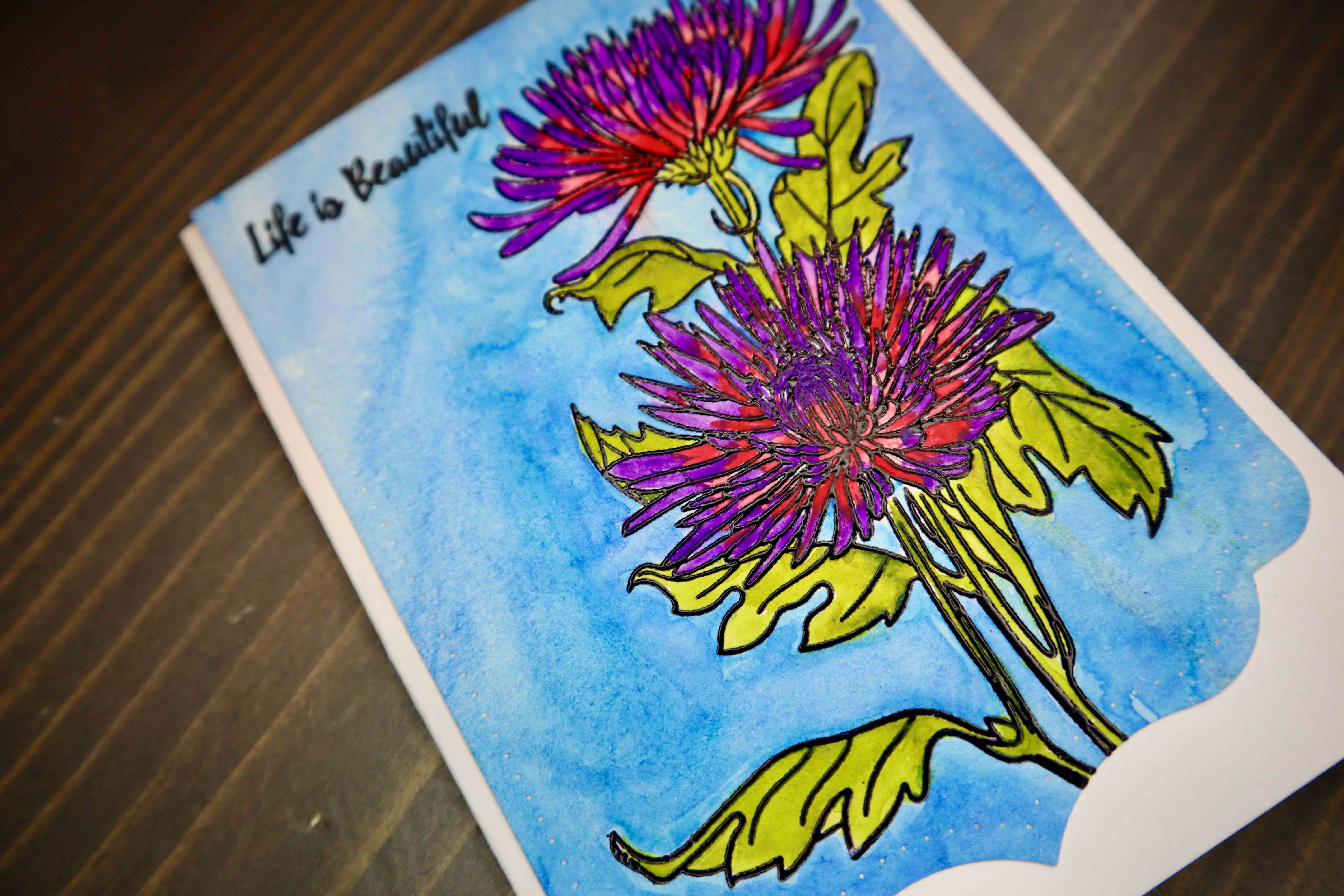 Watercolor Floral Card with Embossing