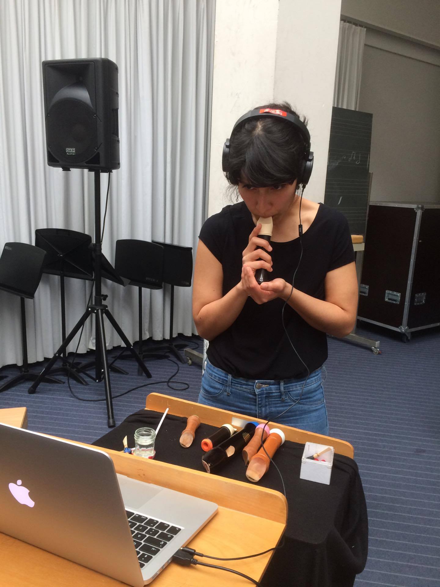 Cheyenne playing on the plastic alto mouthpiece