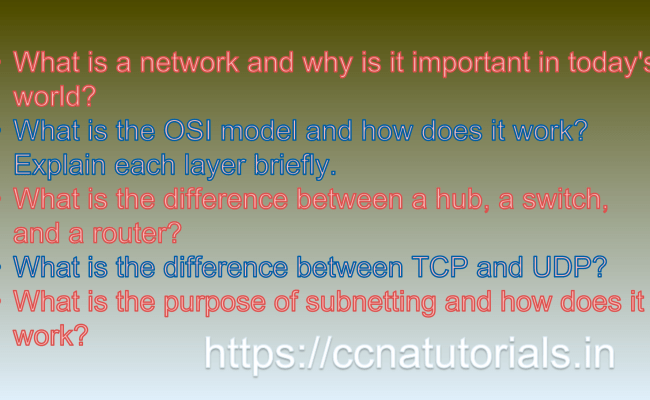 CCNA Sample Questions Set 1 - CCNA TUTORIALS