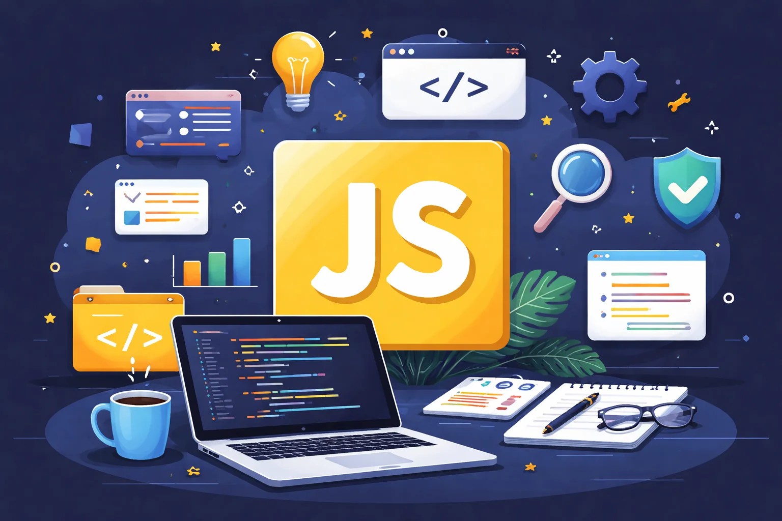 How to Fix Common JavaScript Errors: 1 Beginner's Mistakes 1 JavaScript workspace with coding tools