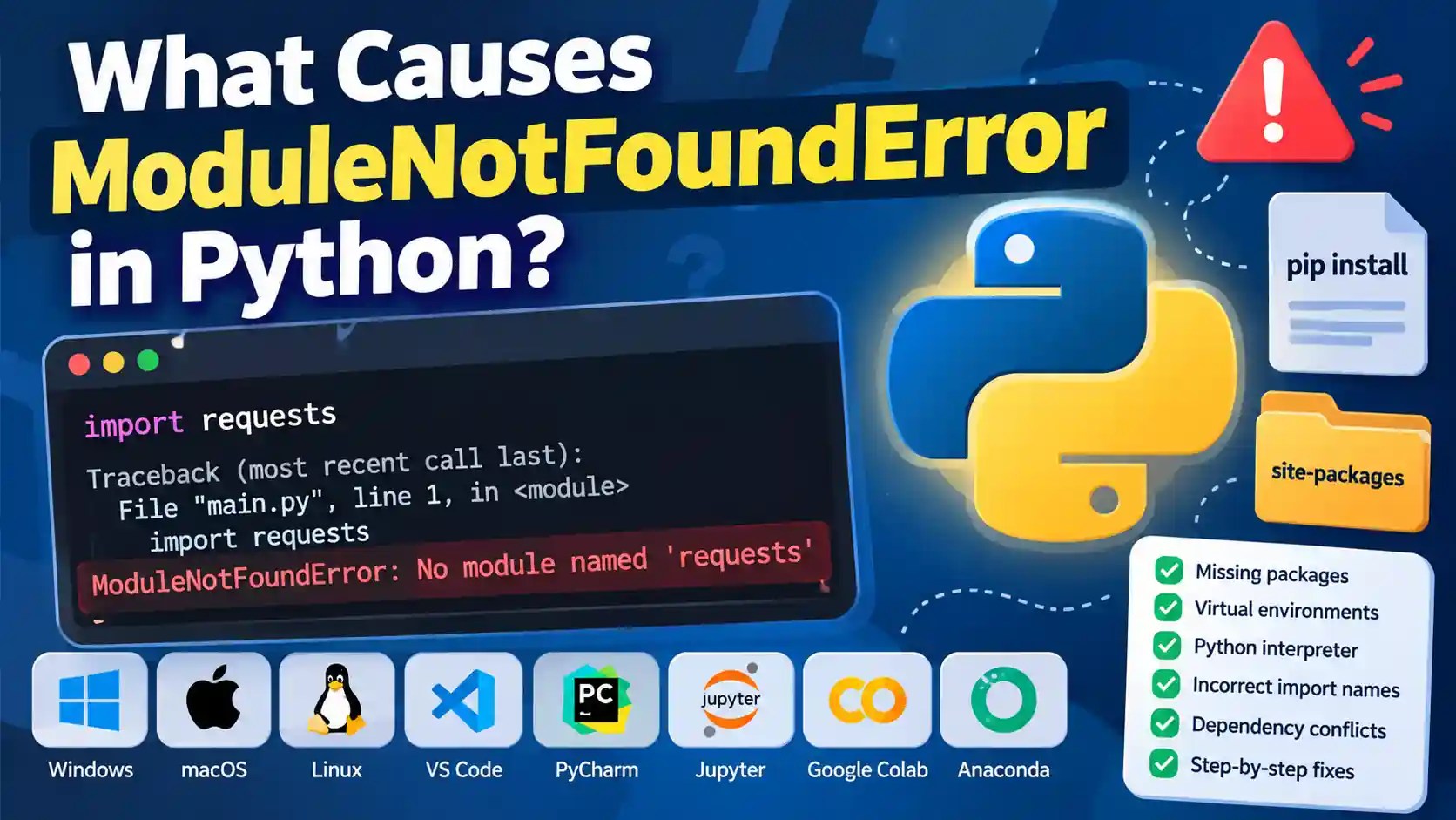Python ModuleNotFoundError causes and fixes