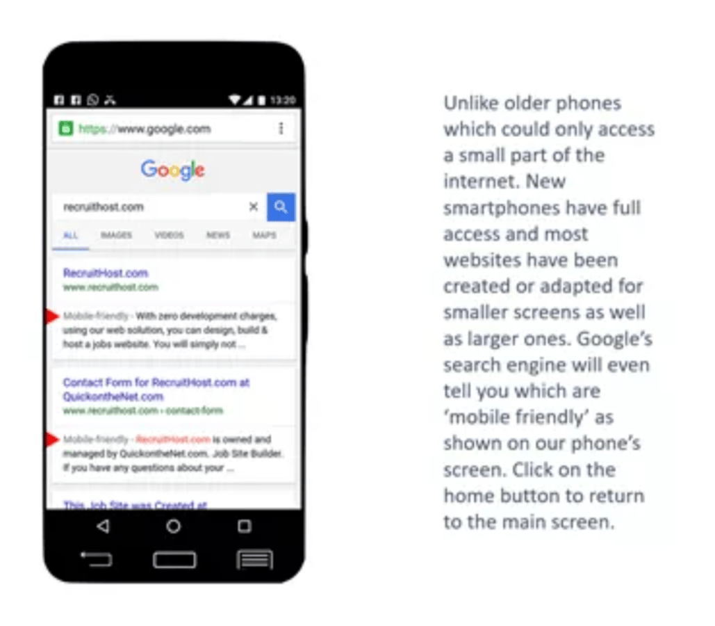 Extensions of the original smartphone simulator to include web browsing