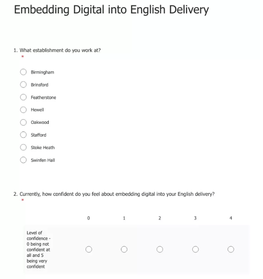 Questionnaire (extract)