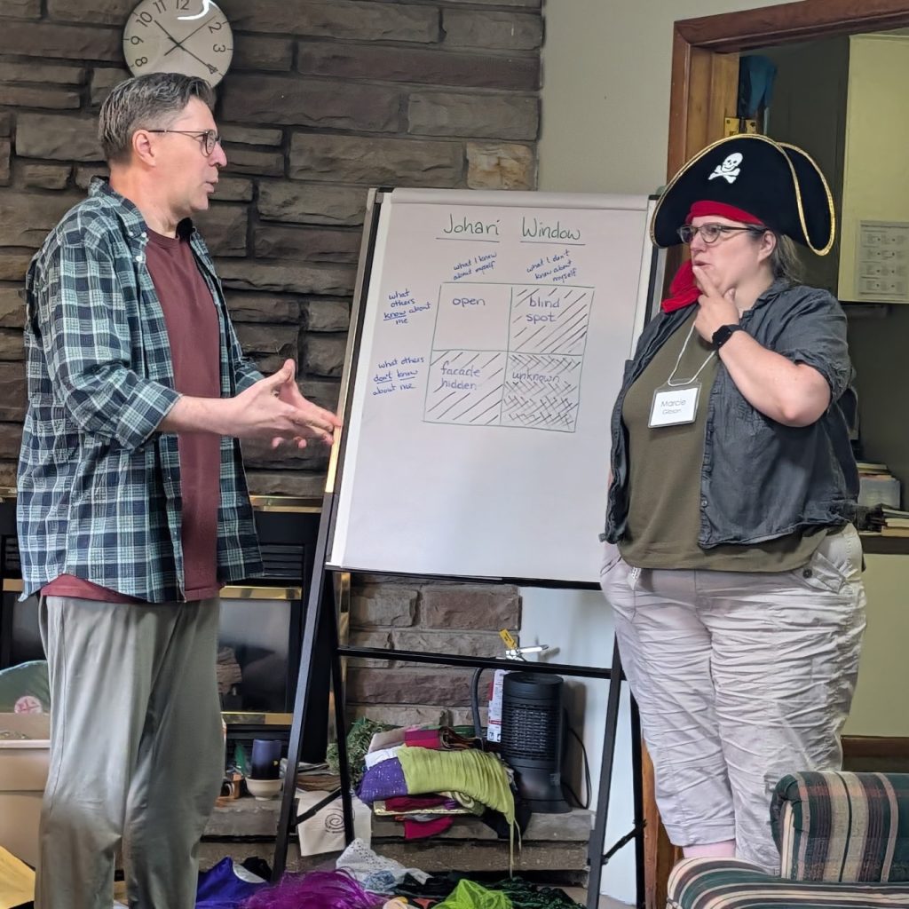 two people performing a skit