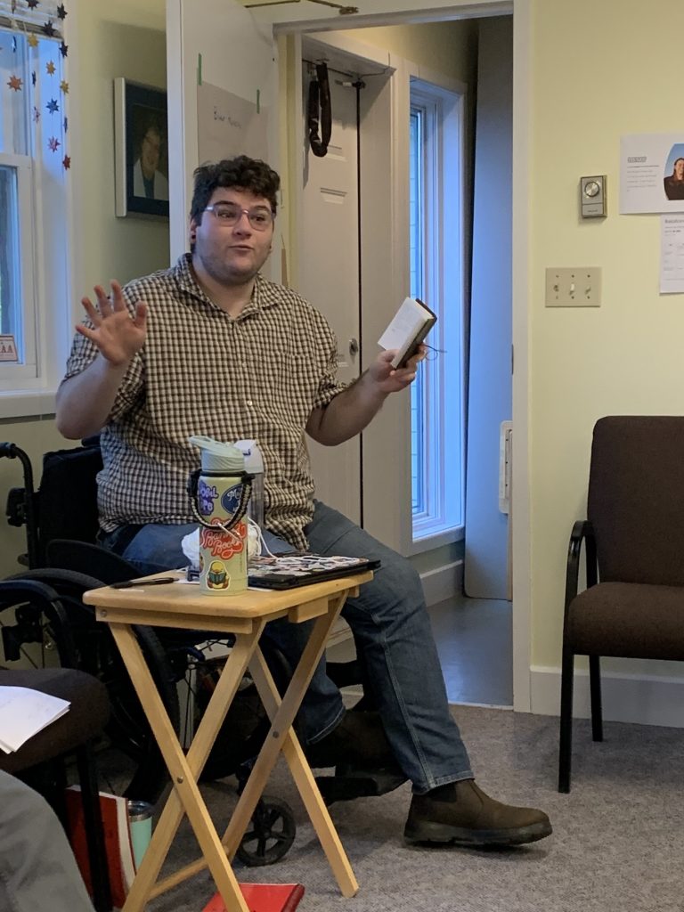 Student in a wheelchair presenting