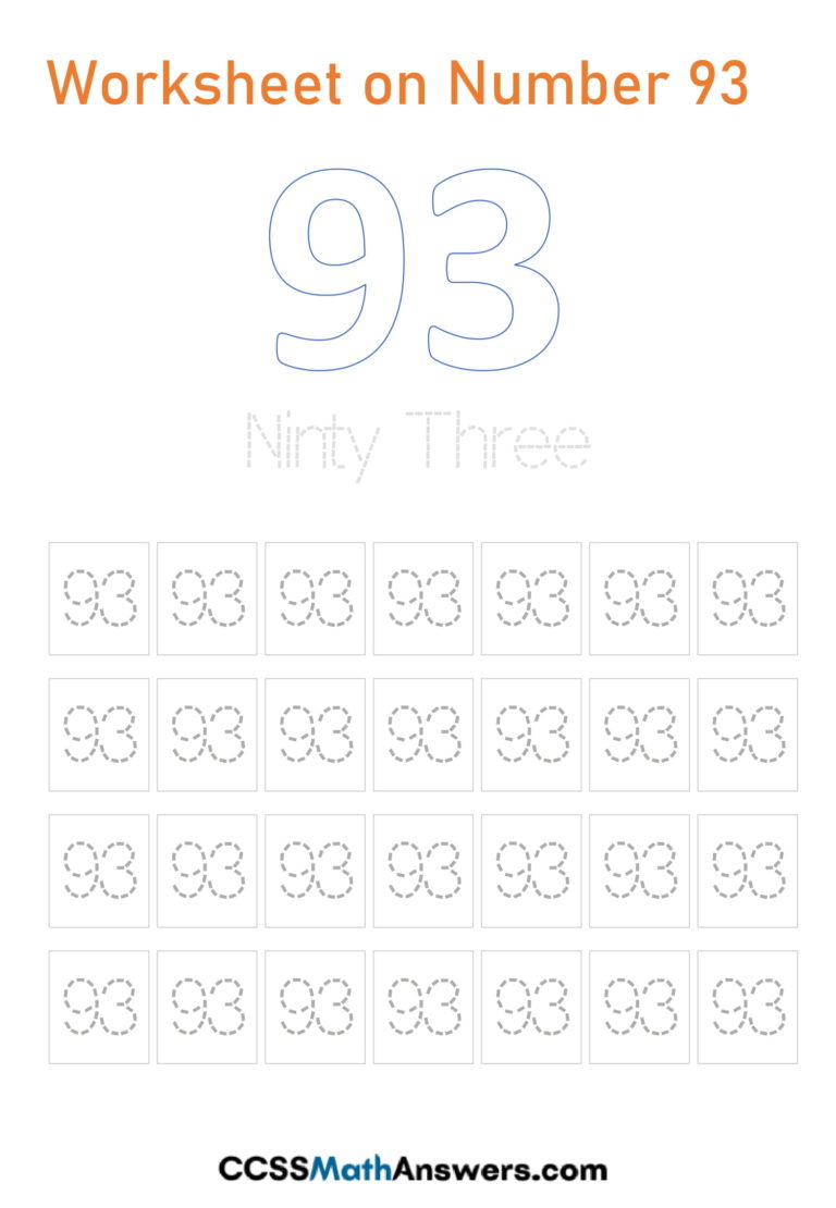 worksheet on number 93 printable number 93 writing tracing