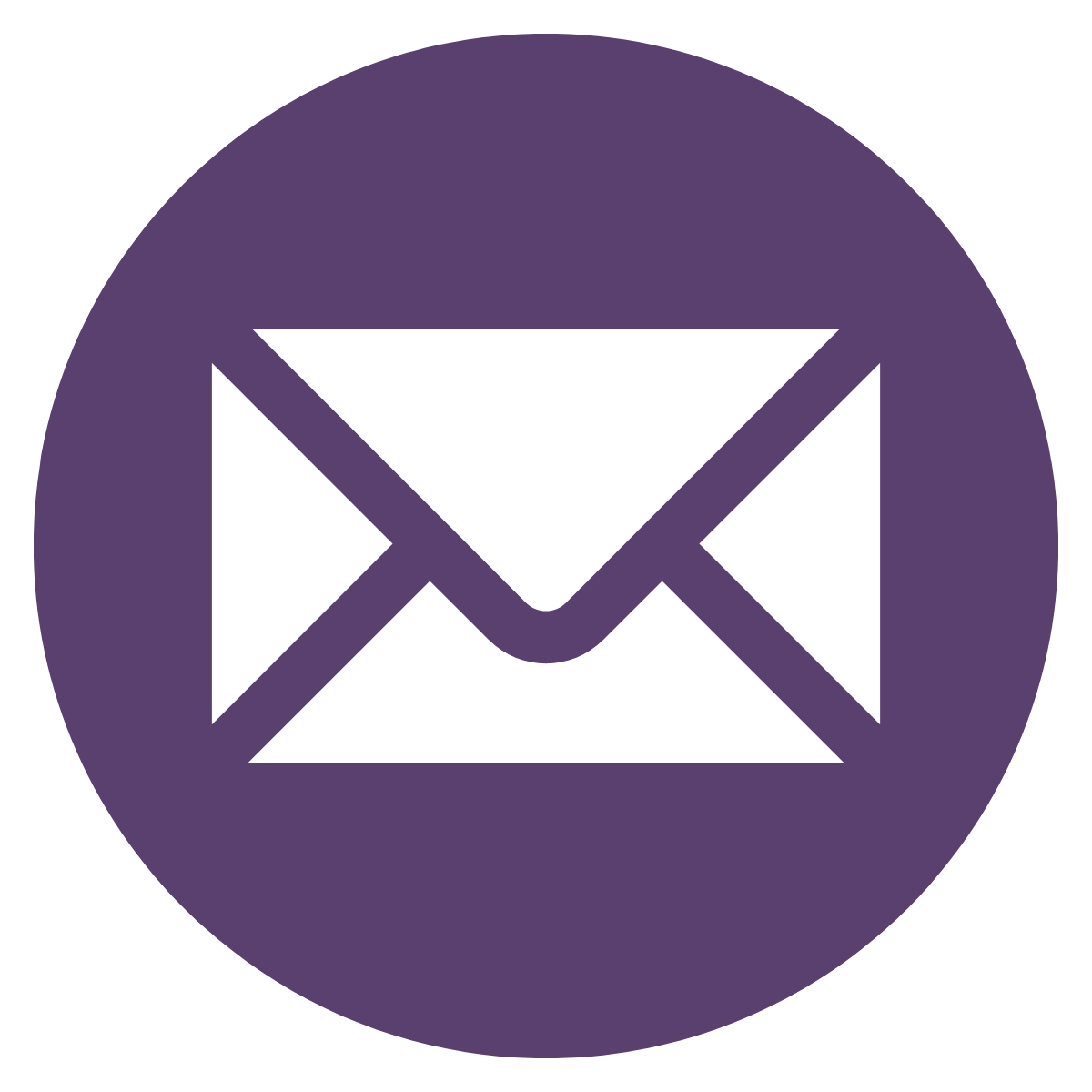 Purple circle with white mail envelope icon in the middle