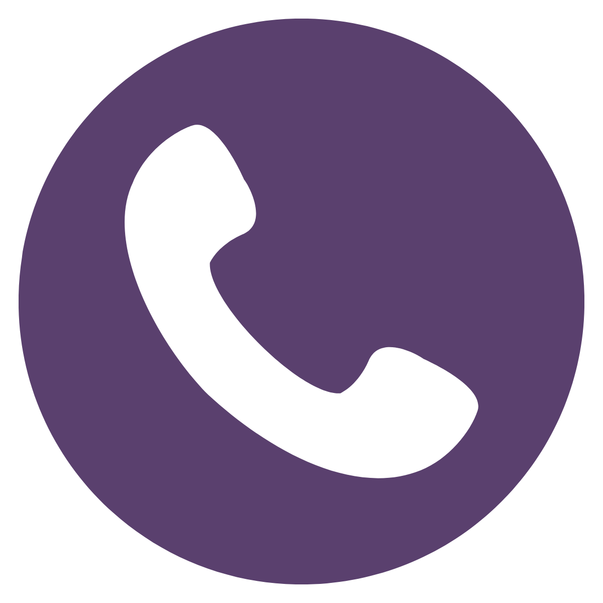 Purple circle with white phone icon in the middle