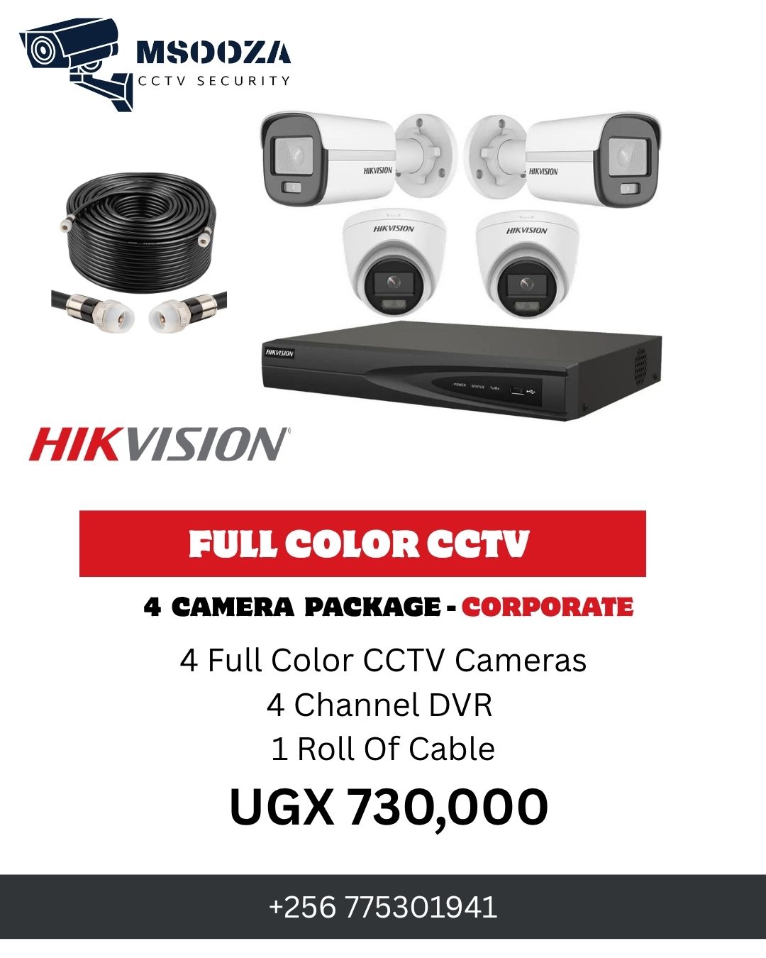 4 Full Color CCTV Camera Package