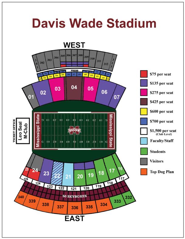 Mississippi state football stadium seating chart