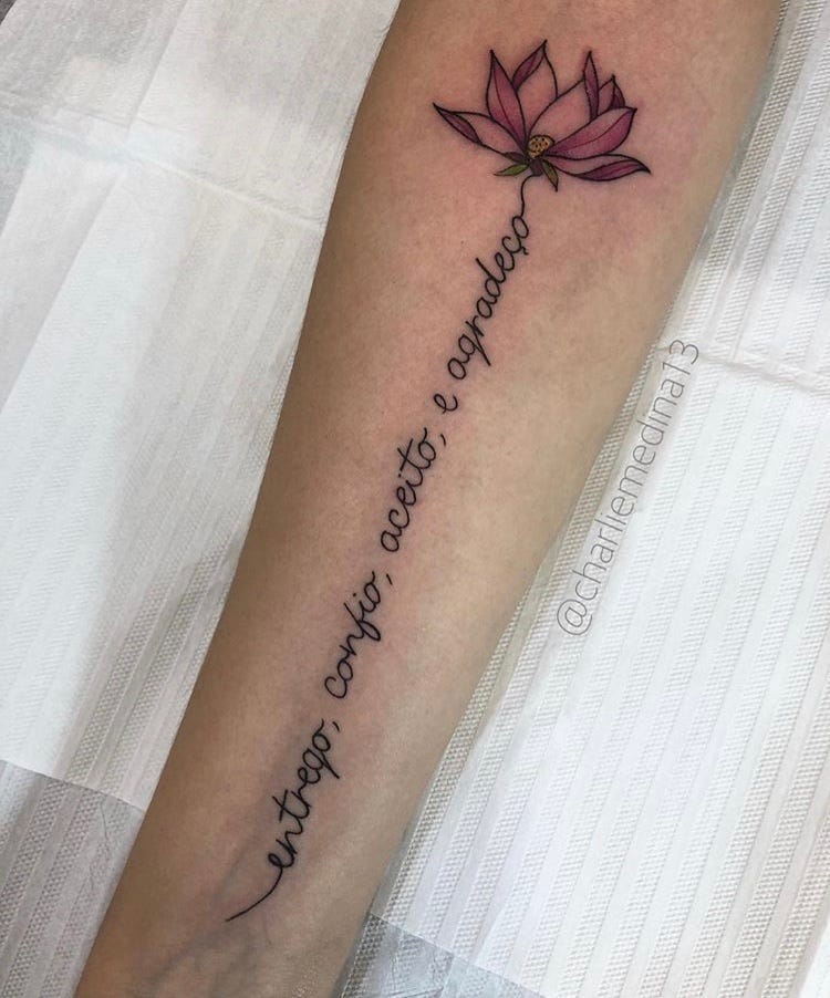 pic Flor De Lotus Delicadas Frases Tatuagem Nas Costas Feminina tatuagem flor de lotus com frase nas