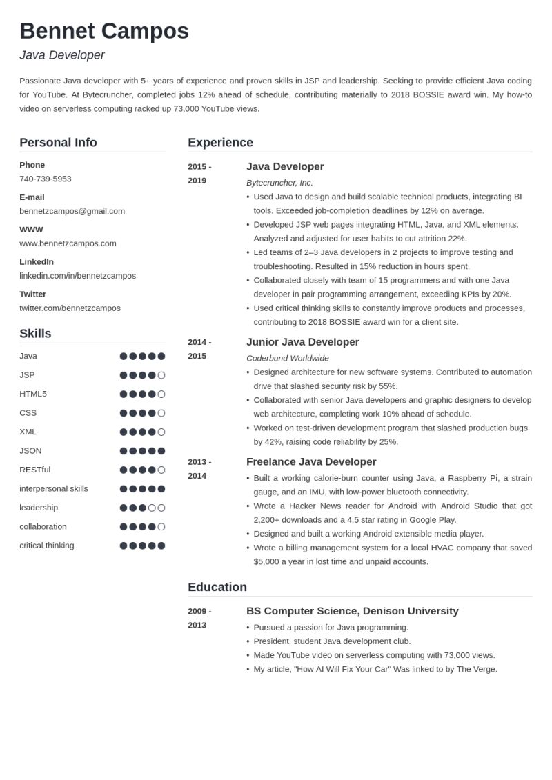 Java Developer Resume For 2024 Templates Samples Evuzzo - Sunset Design Collection - 4K Quality