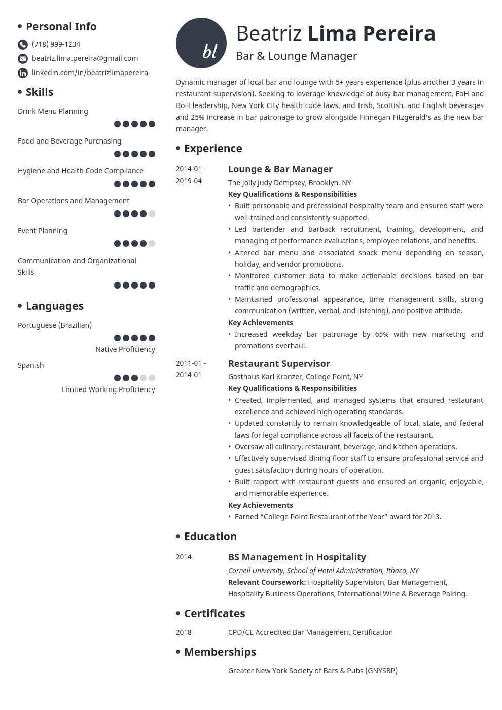 Jeffrey morgenthaler bartending and cocktail advice since 2004 · step one: Bar Manager Resume: Sample & Complete Guide 20+ Tips