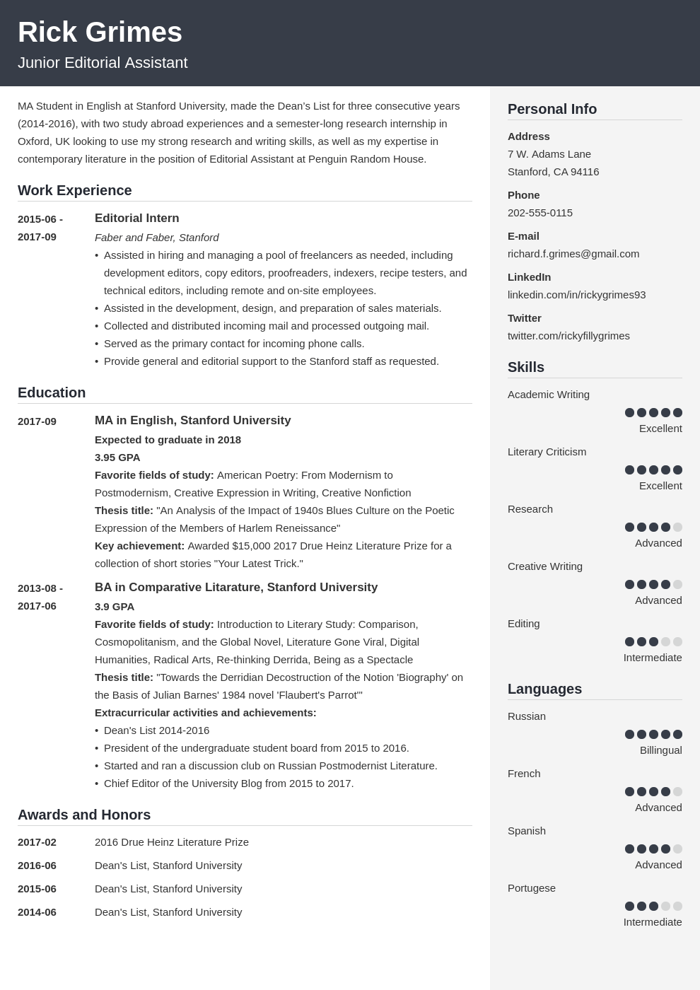 Best resume template 2024