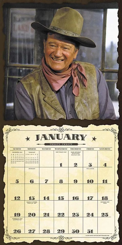 John Wayne 2020 12 X 12 Inch Monthly Square Wall Calendar With Foil Stamped Cover Faces Usa American Actor Celebrity Country English French And Spanish Edition Browntrout Publishers Inc Browntrout Publishers Celebrate John Waynes most beloved roles in the movies with this striking wall calendar.