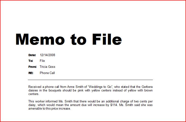 How To Write A Memo To File
