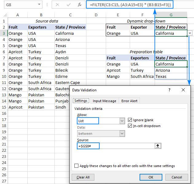 Setting up the third dropdown