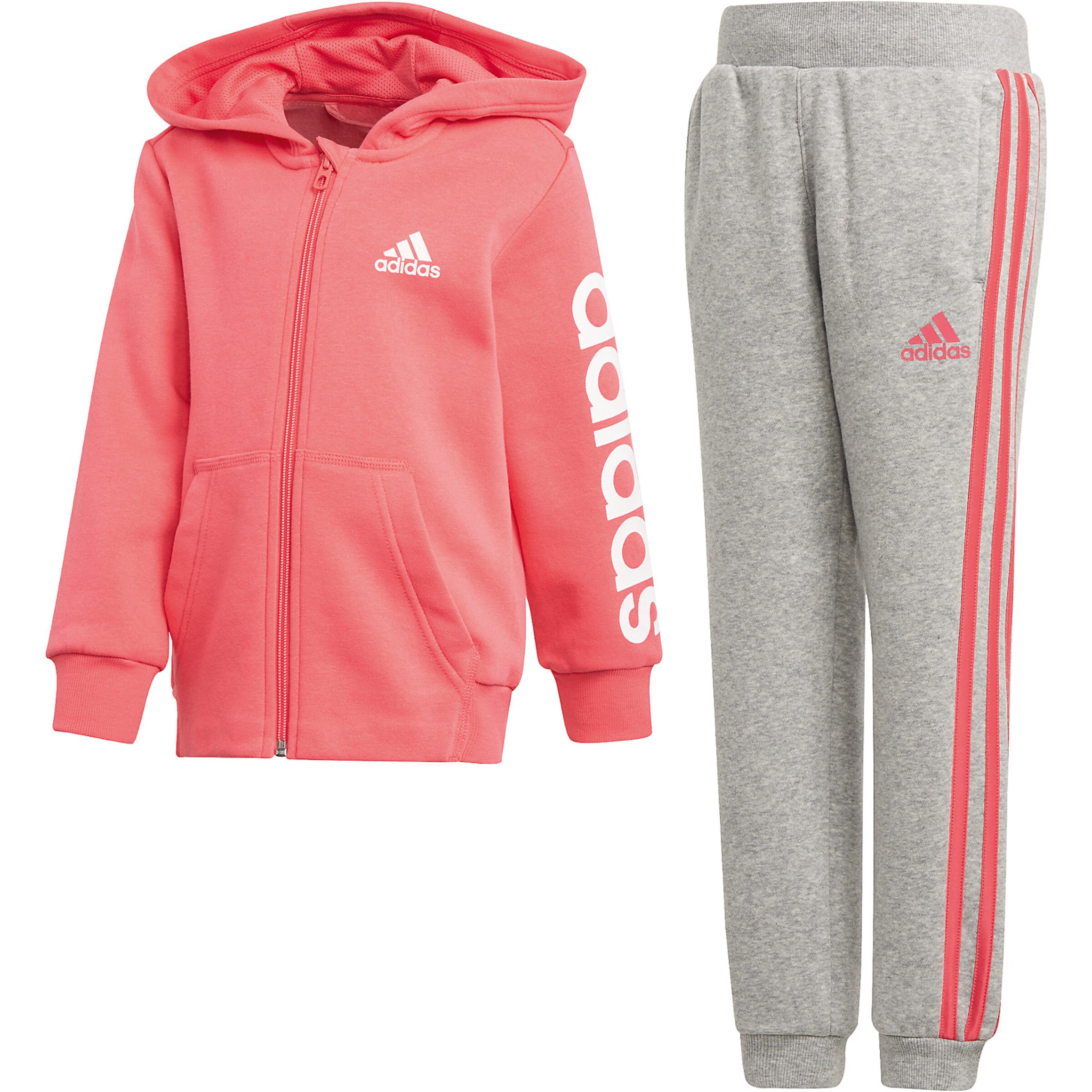Adidas performance jogginganzug in graumeliert / pink