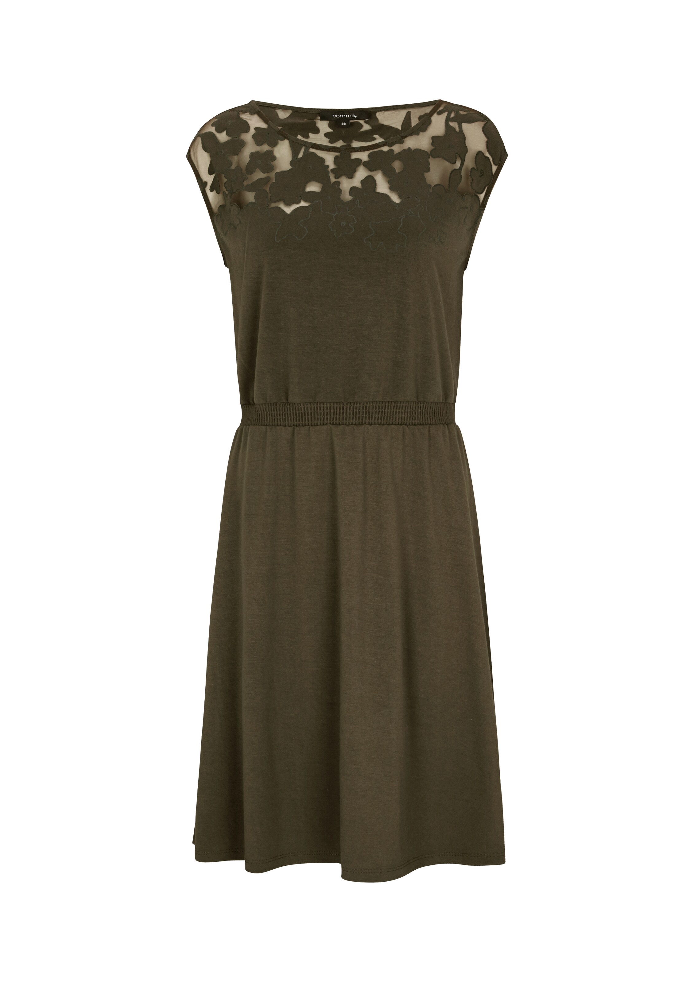 Comma Kleid Mit Ausbrennermuster In Khaki About You