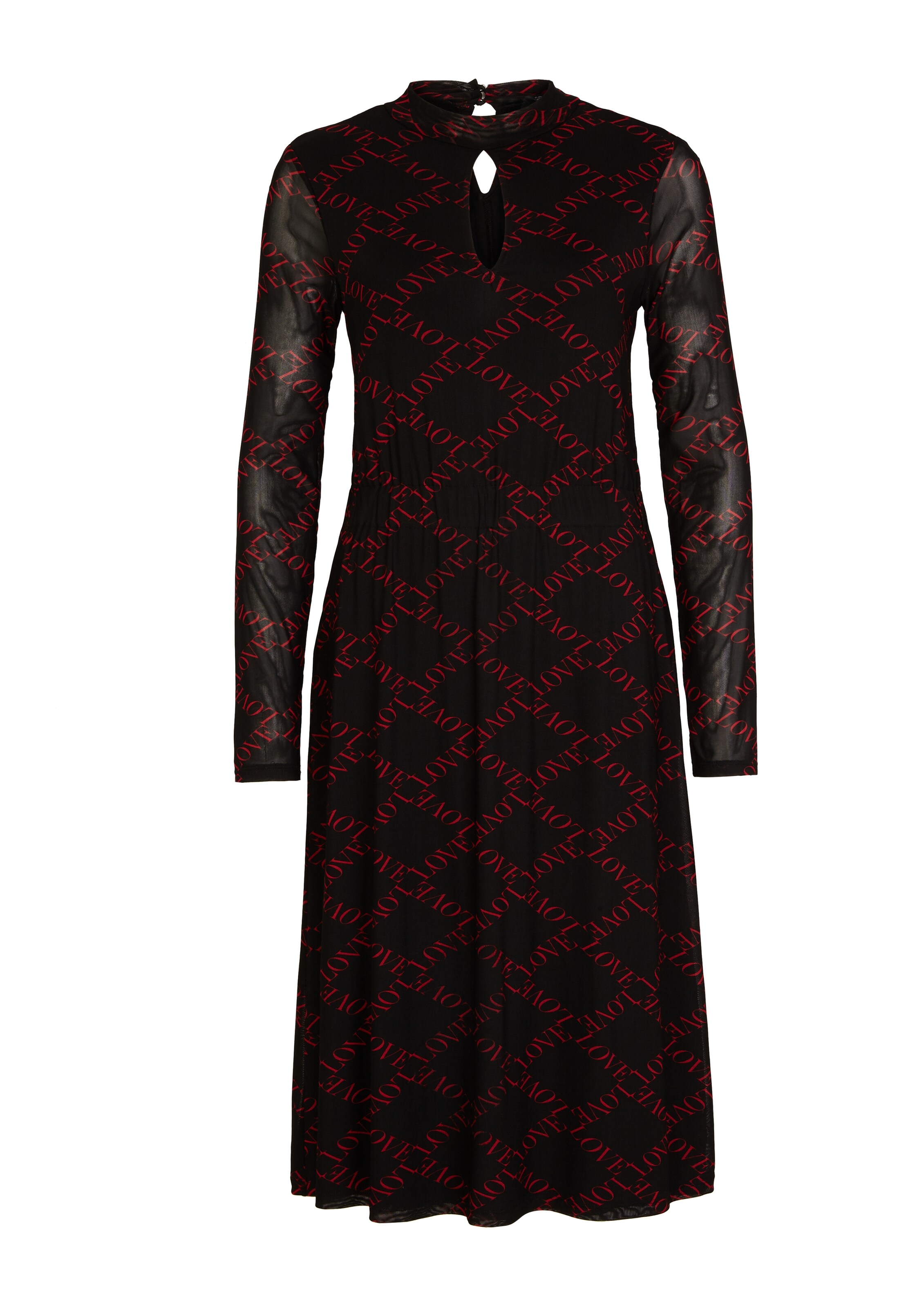 Comma Midikleid Mit Allover Print In Schwarz About You