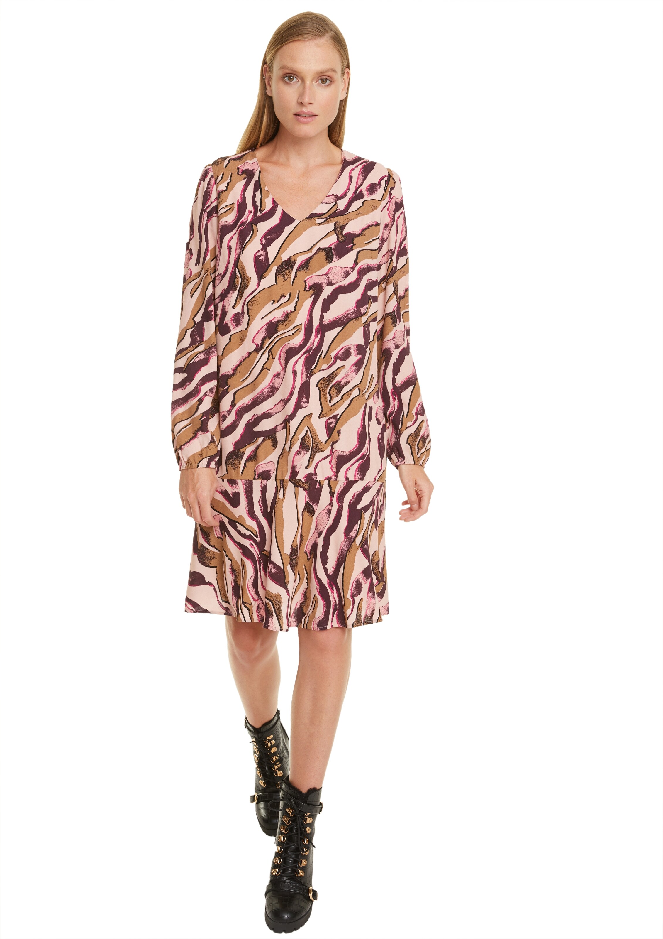 Comma Kleid In Hellbeige Braun Grau Rosa Pitaya Schwarz About You