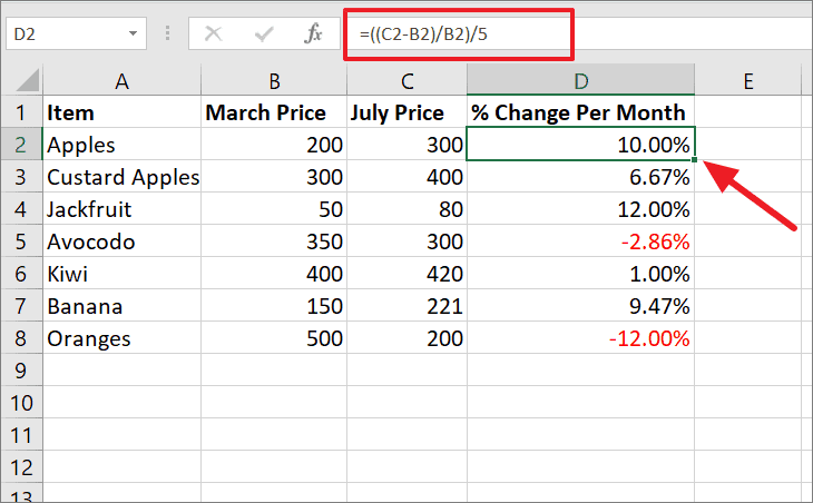 The function will return the month portion of a date as a number. How To Calculate Percent Change In Excel Formula All Things How