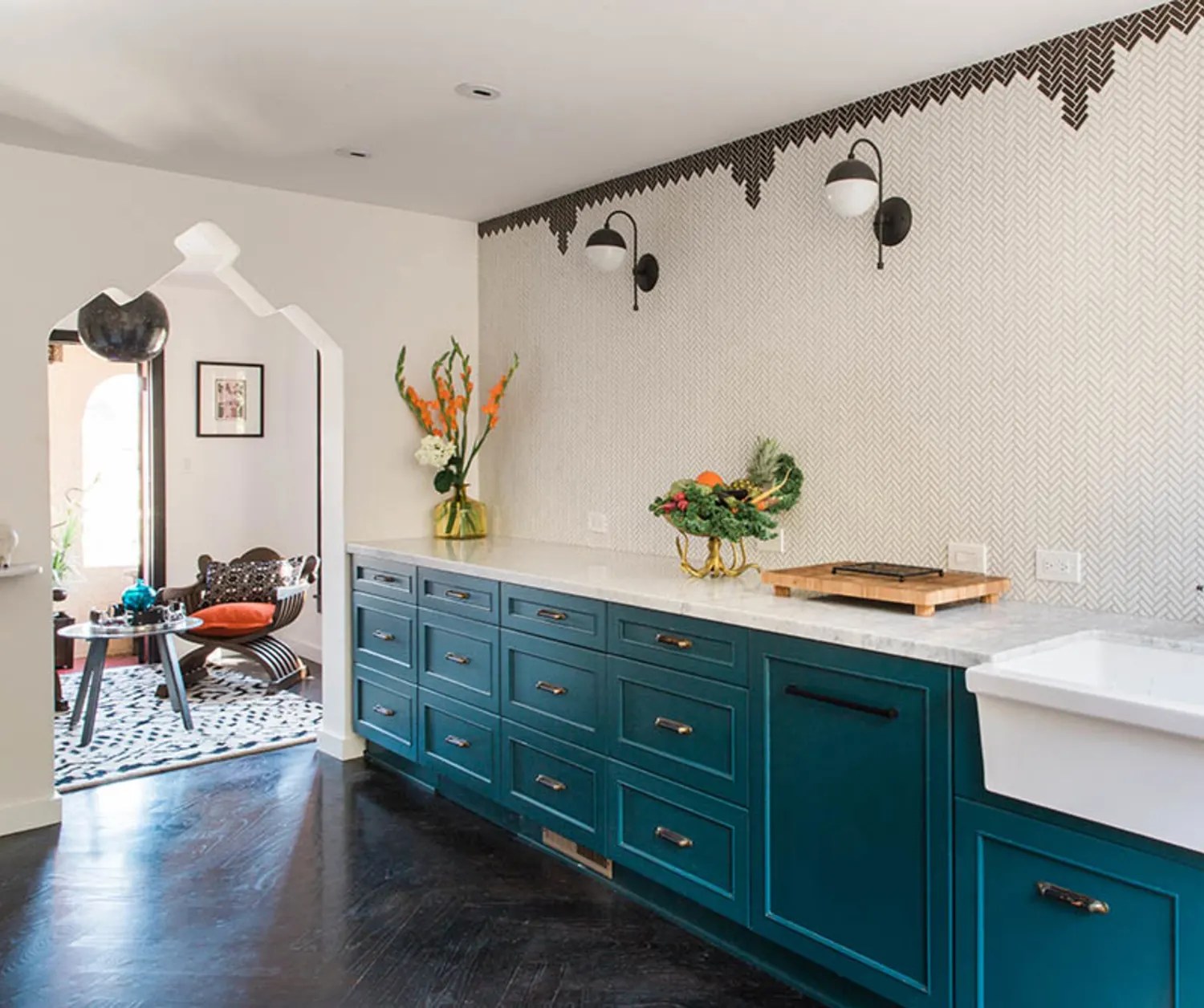 dark teal cabinets - rustic look kitchen | Dream home ...