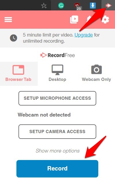 How To Screen Record Video On Chrome Browser All recording features.