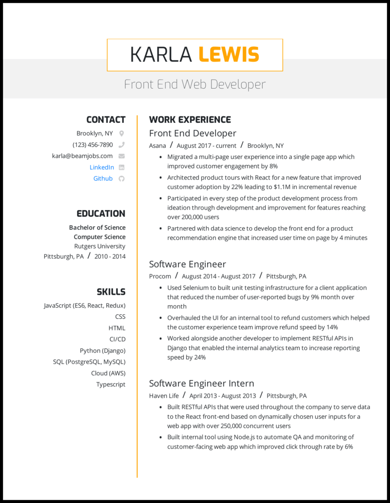 Write an engaging front end developer resume using indeed's library of free resume examples and templates. 5 Web Developer Resume Examples Built For 2021