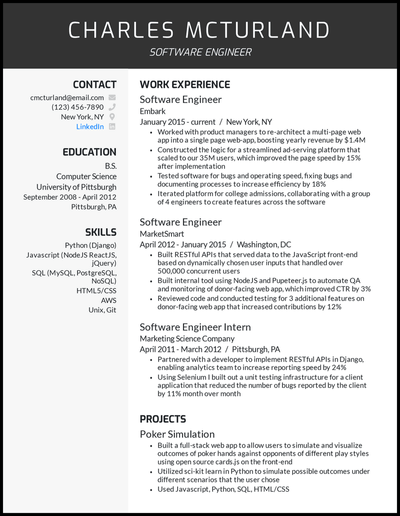 Highly talented and motivated software engineer, seeking a position at microsoft to build new tech into existing solutions; 5 Software Engineer Resume Examples That Worked In 2021