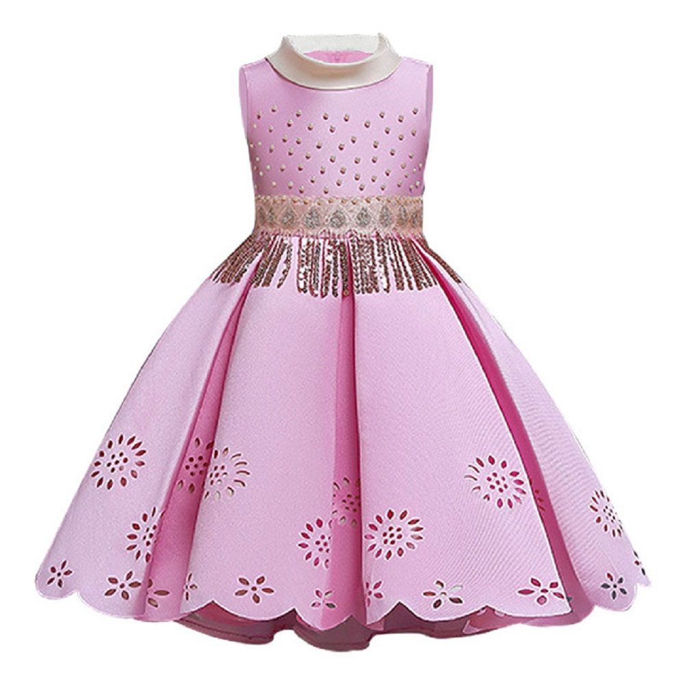 Wholesale Baby Girl Kid Princess Dress Performing Costume Embroidered Party Full Dress Wedding Dresses Pink 120cm From China