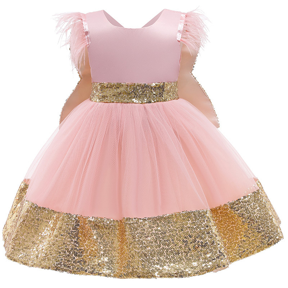Wholesale Girls Dress Christmas Sleeveless Bowknot Net Yarn Dress For 3 6 Years Old Kids Pink 100cm From China