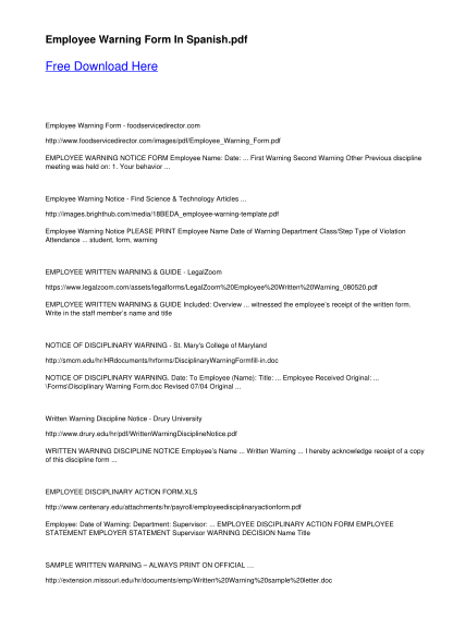 46 free printable employee warning notice form page 2 free to edit download print cocodoc