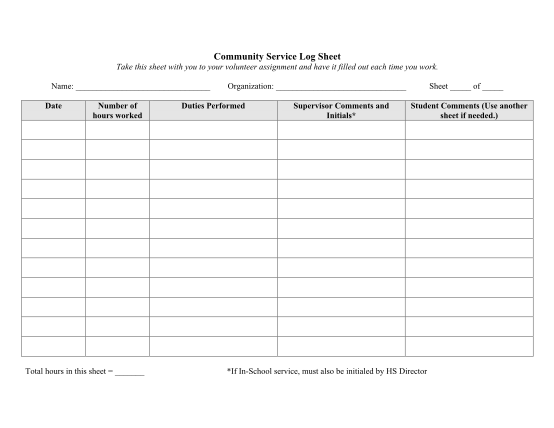23 volunteer hours timesheet page 2 free to edit download print cocodoc