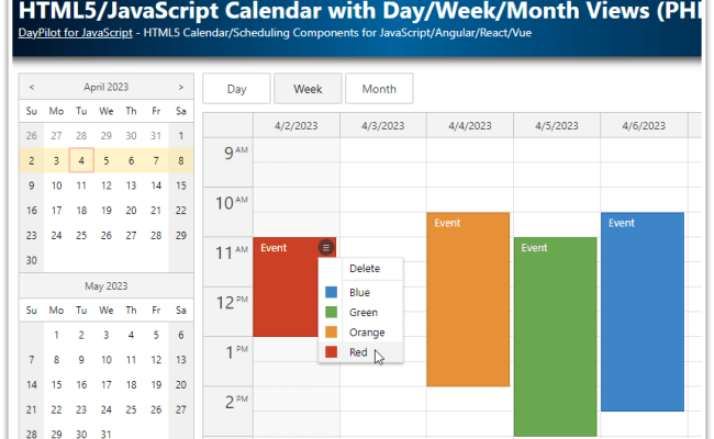 Open-Source HTML5/JavaScript Calendar With Day/Week/Month Views (PHP, MySQL) | DayPilot Code
