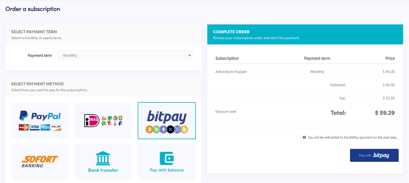 How to pay with bitpay?