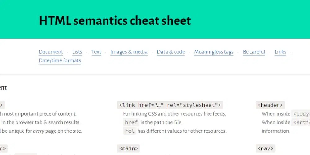 Html Semantics Cheat Sheet Pdf Hyperlink Html Element - Best Light Designs in Full HD
