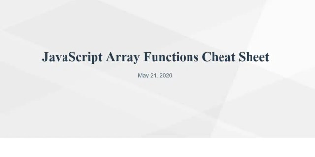 JavaScript Array Functions Cheat Sheet