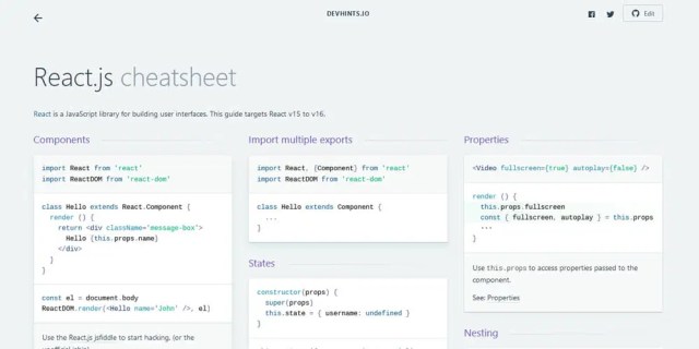 React.js cheatsheet