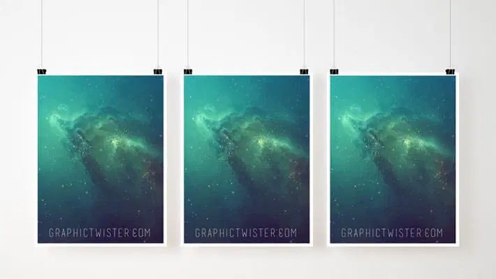 Triple Poster Frame Mockup - Full HD Vintage Designs for Desktop